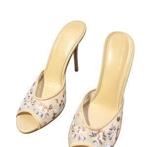 Floral Embroidered Peep-Toe Heels - PRIYA MESH FLORAL MULTI